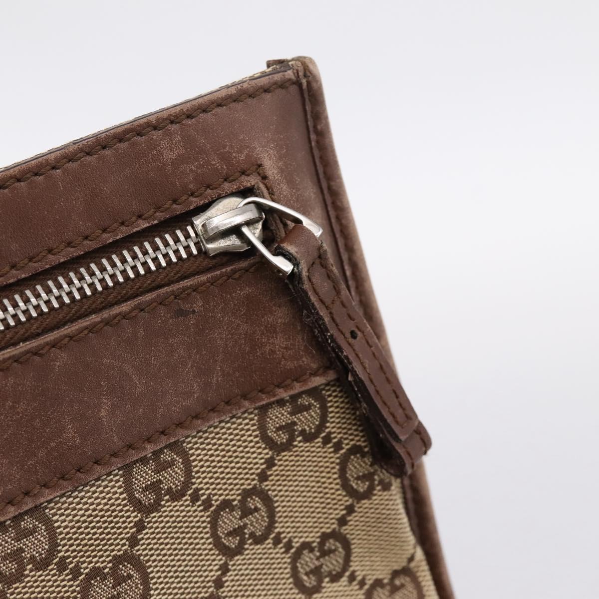 GUCCI GG Canvas Shoulder Bag Beige Silver 92560 Auth 200354
