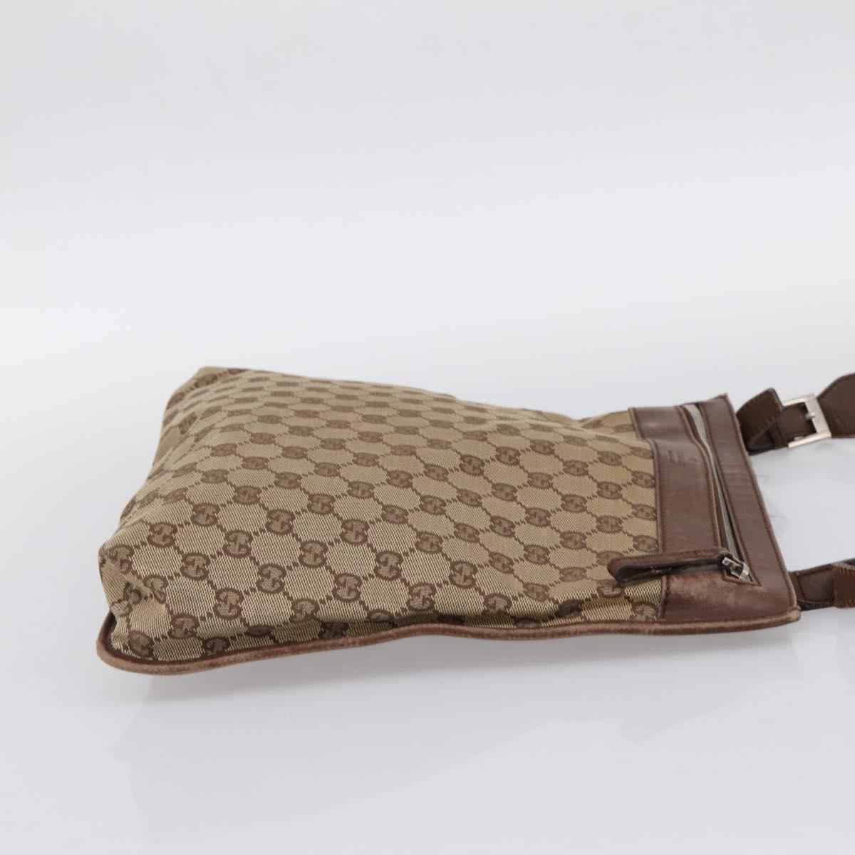 GUCCI GG Canvas Shoulder Bag Beige Silver 92560 Auth 200354
