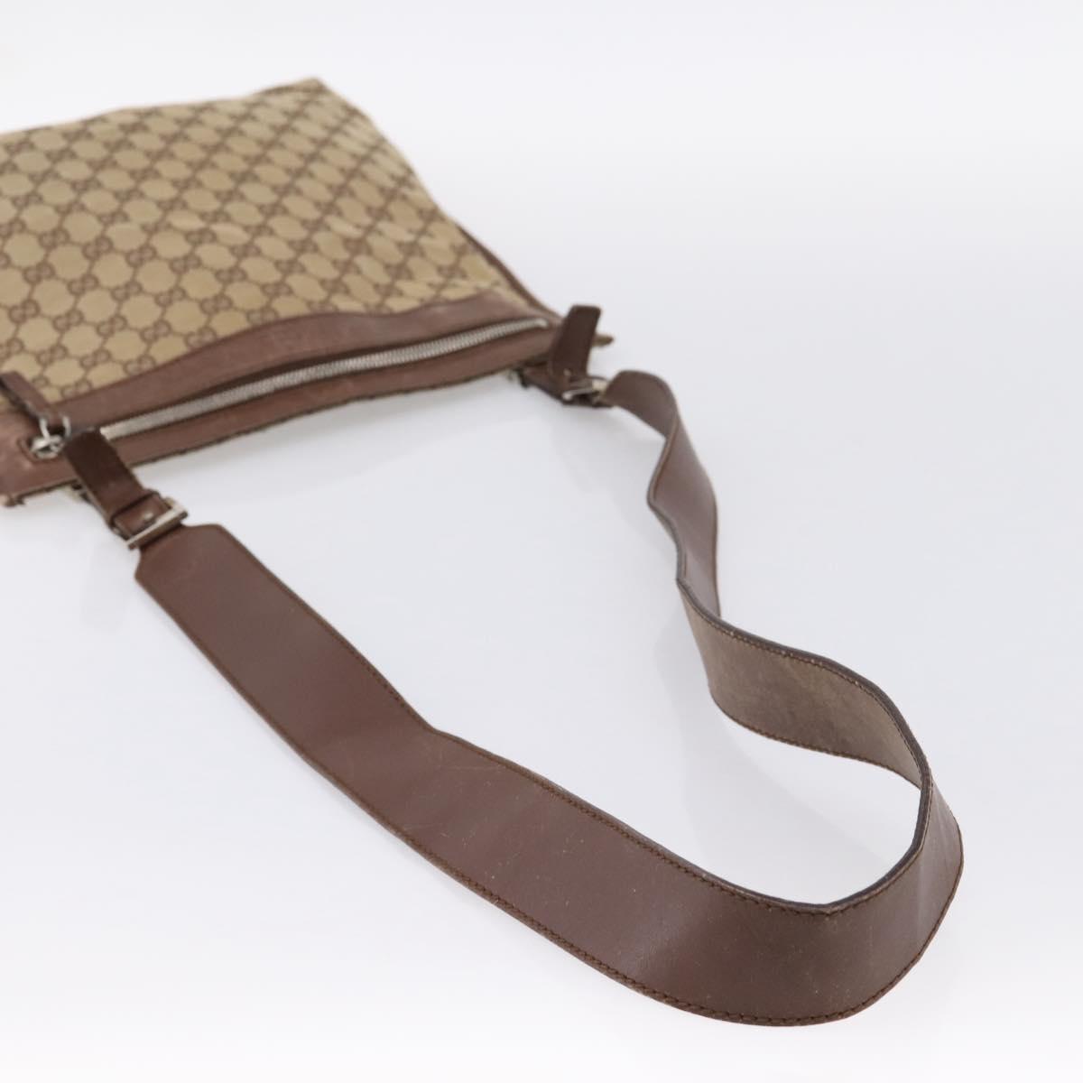 GUCCI GG Canvas Shoulder Bag Beige Silver 92560 Auth 200354