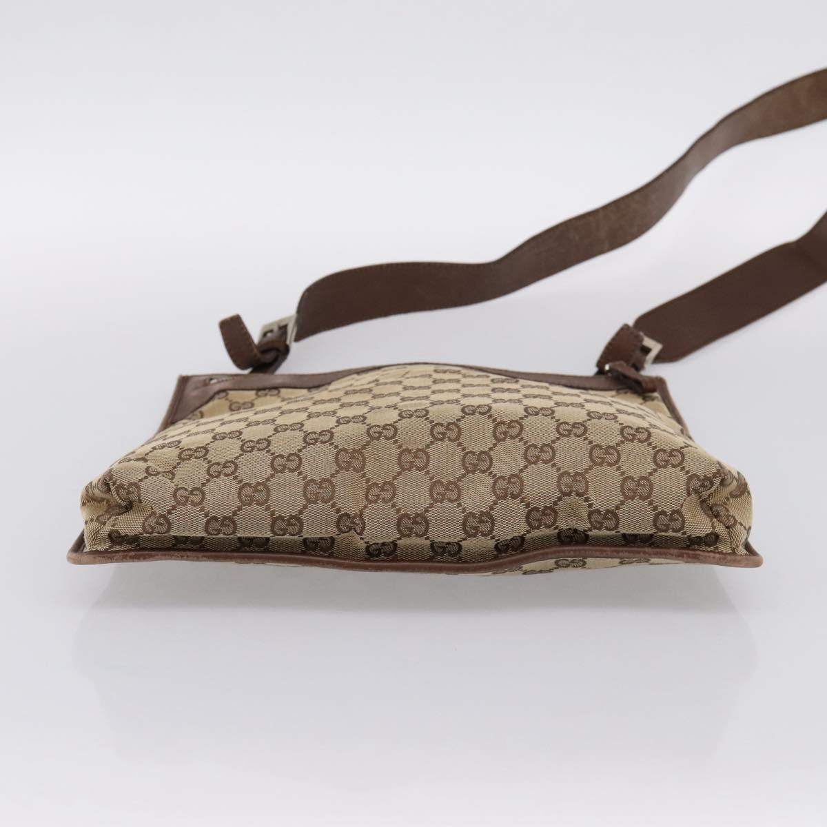 GUCCI GG Canvas Shoulder Bag Beige Silver 92560 Auth 200354