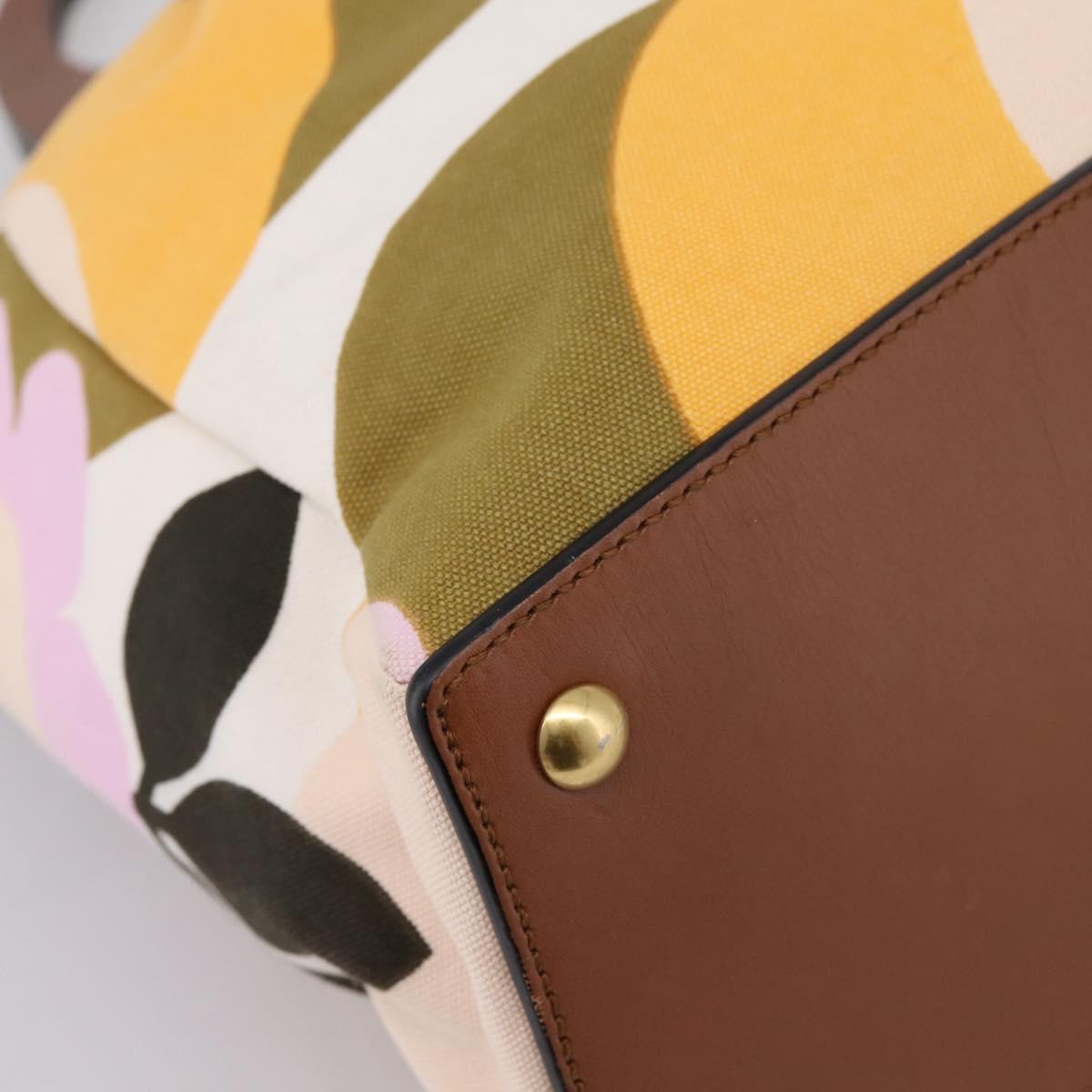 Miu Miu Hand Bag Canvas Multicolor Gold Tone Auth 200355A