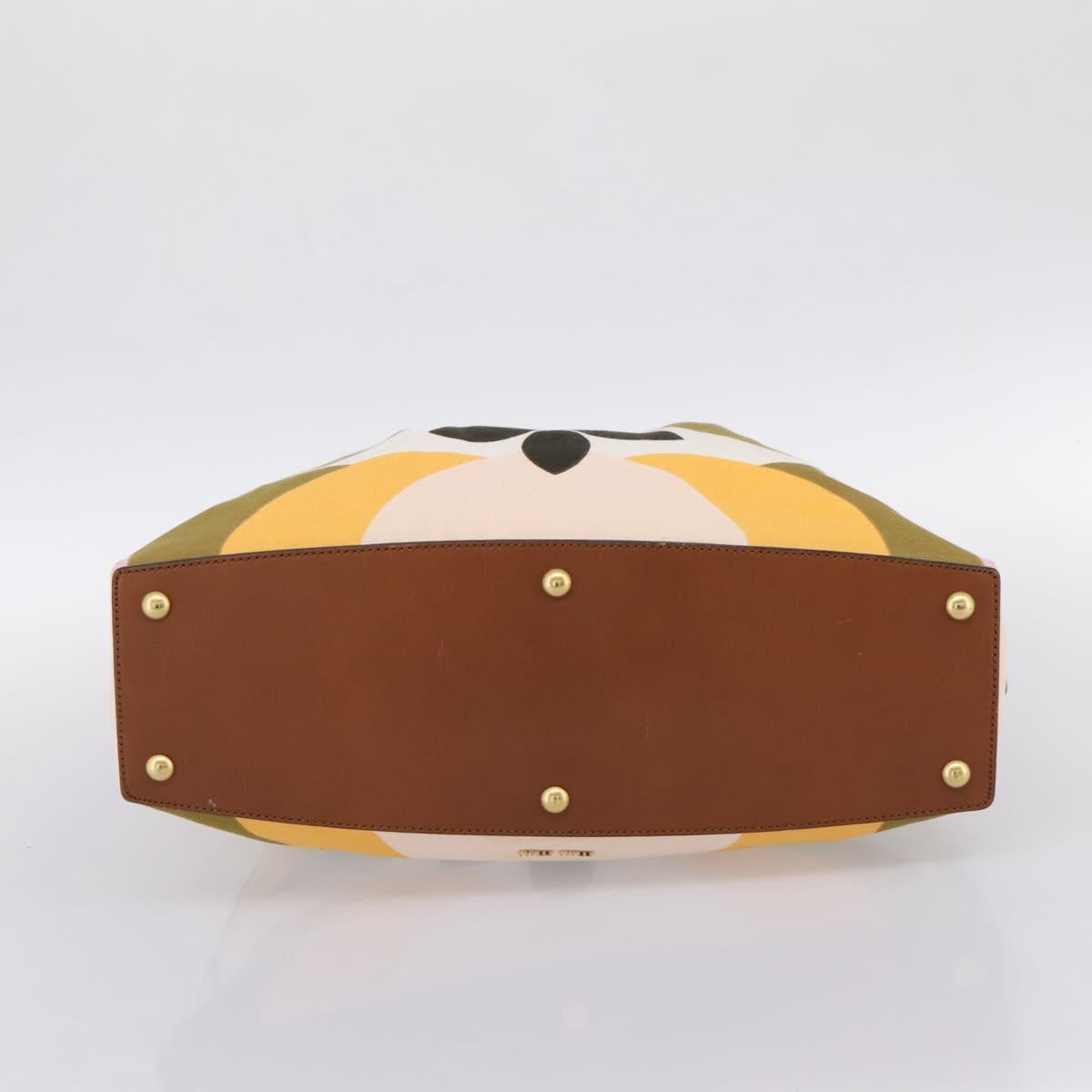Miu Miu Hand Bag Canvas Multicolor Gold Tone Auth 200355A
