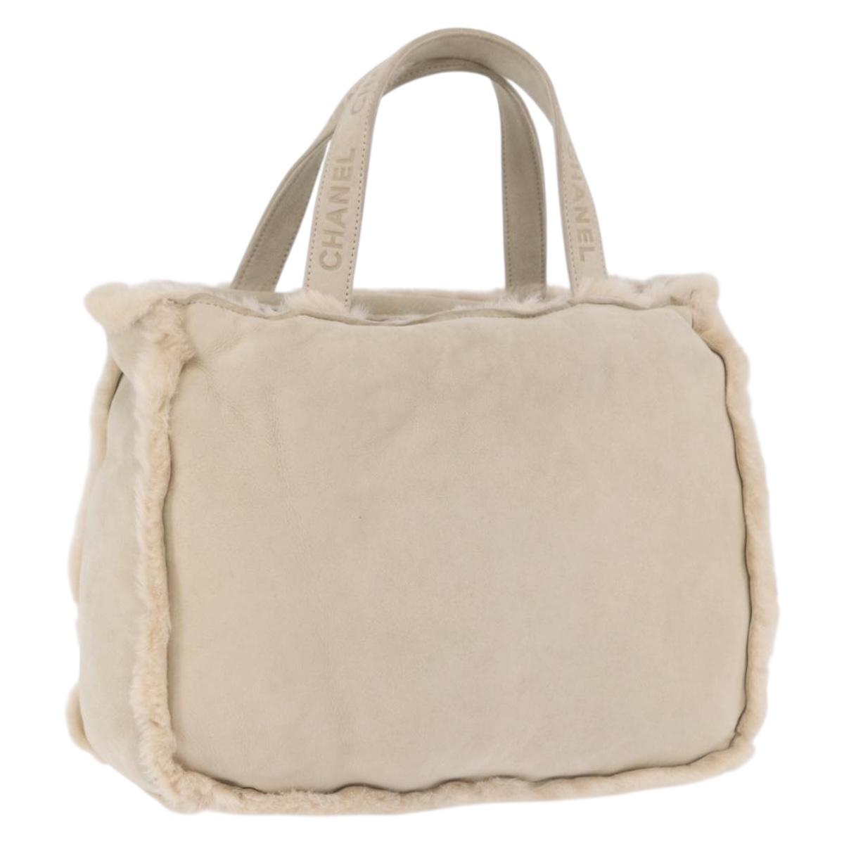 CHANEL Mouton Hand Bag Beige CC Auth 200356A