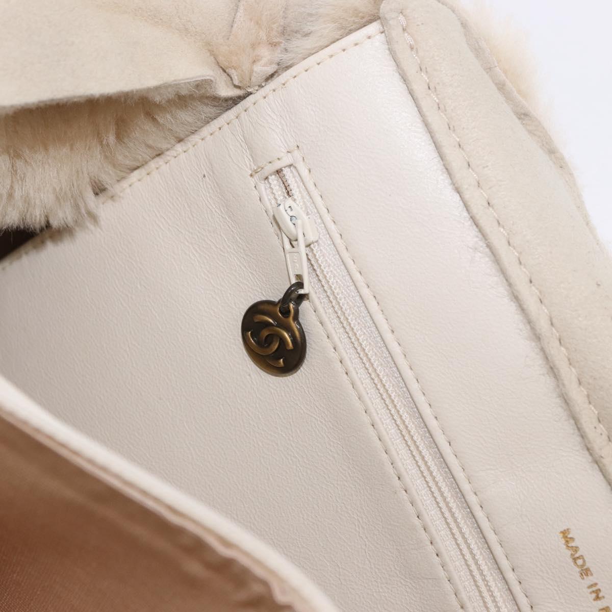 CHANEL Mouton Hand Bag Beige CC Auth 200356A