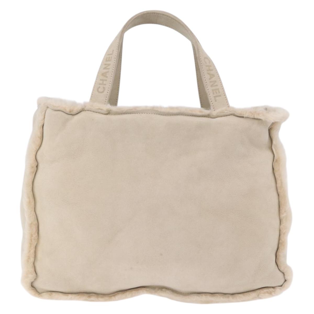 CHANEL Mouton Hand Bag Beige CC Auth 200356A
