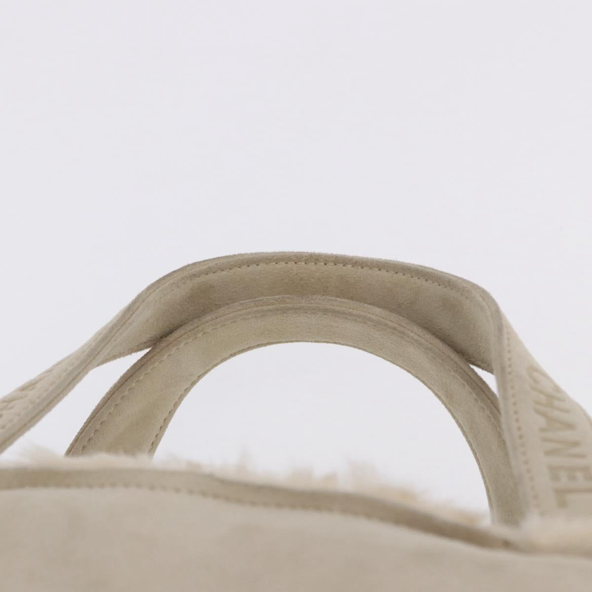 CHANEL Mouton Hand Bag Beige CC Auth 200356A