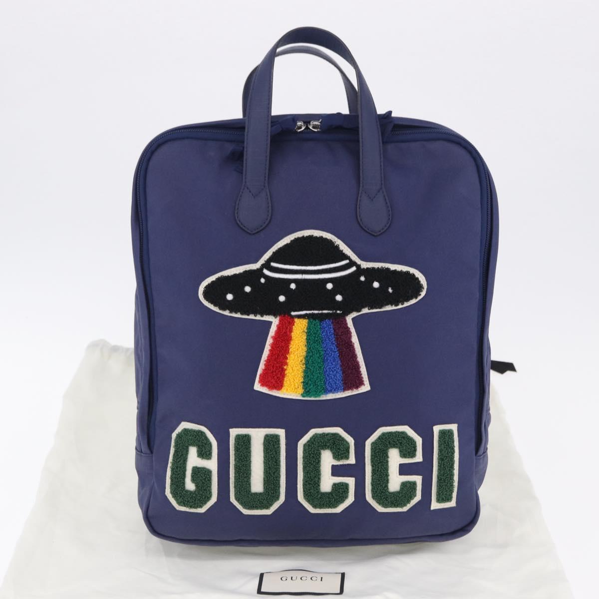 GUCCI RON HERMAN Backpack Canvas Navy Silver 477875 Auth 200358M
