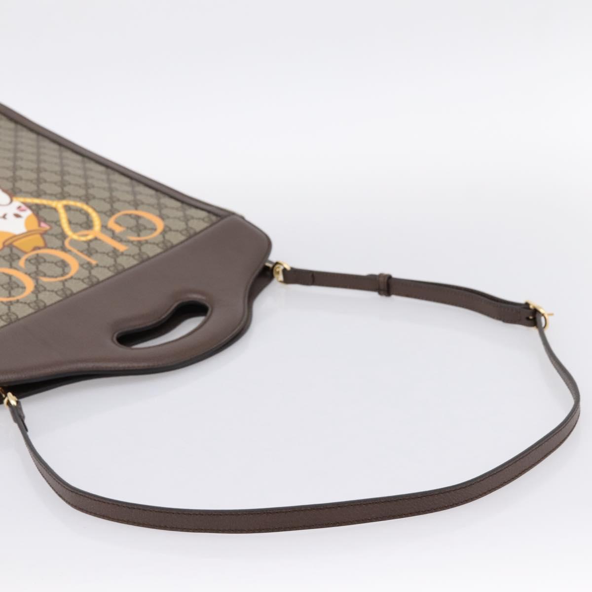 GUCCI GG Supreme Bananya Hand Bag PVC 2way Beige Gold Tone 703793 Auth 200361M