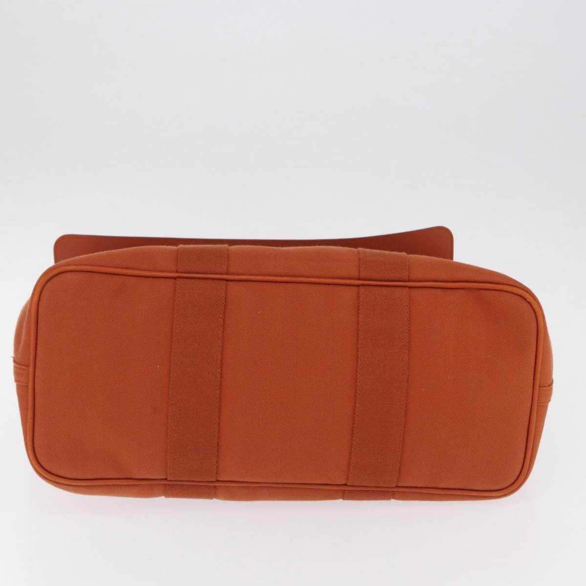 HERMES Valparaiso Hand Bag Canvas Orange Silver Auth 200363V