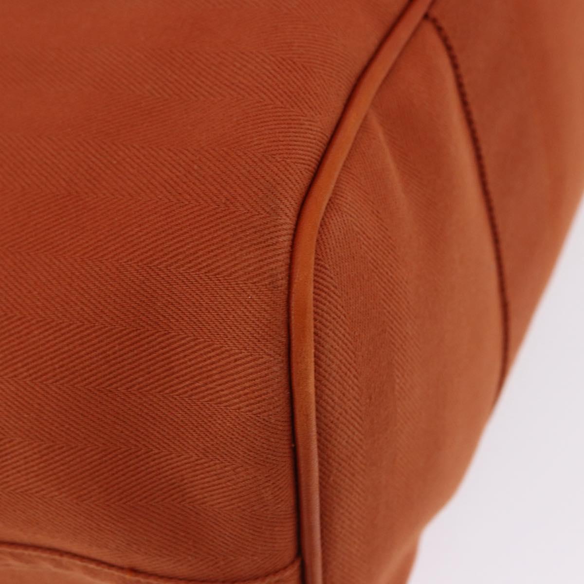 HERMES Valparaiso Hand Bag Canvas Orange Silver Auth 200363V