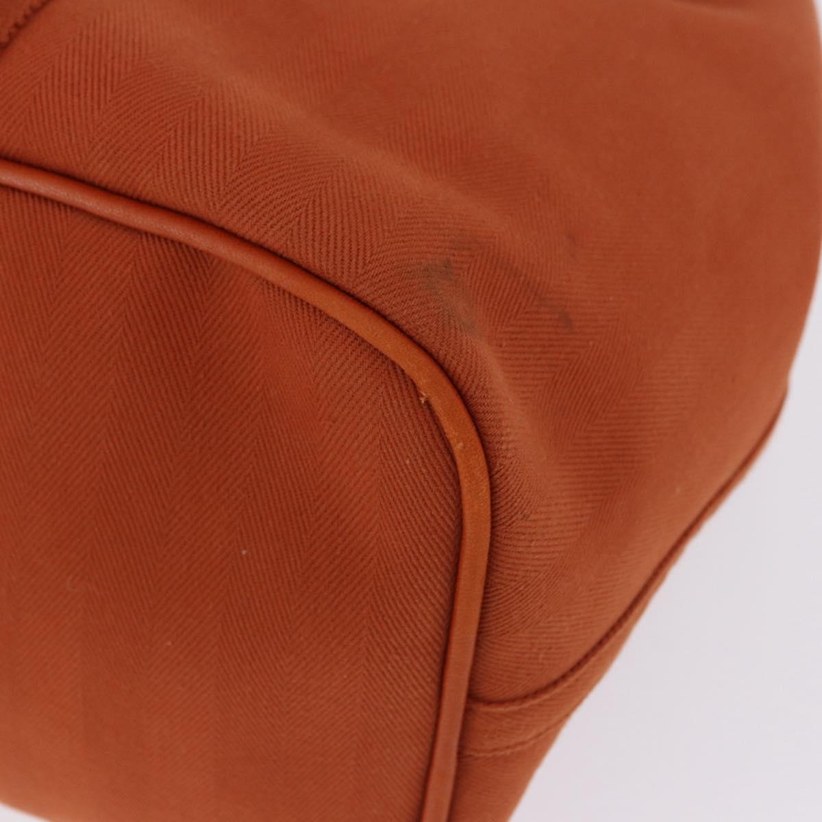 HERMES Valparaiso Hand Bag Canvas Orange Silver Auth 200363V