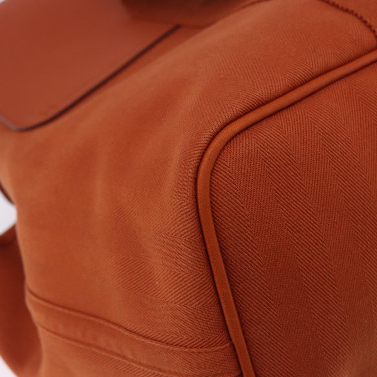 HERMES Valparaiso Hand Bag Canvas Orange Silver Auth 200363V