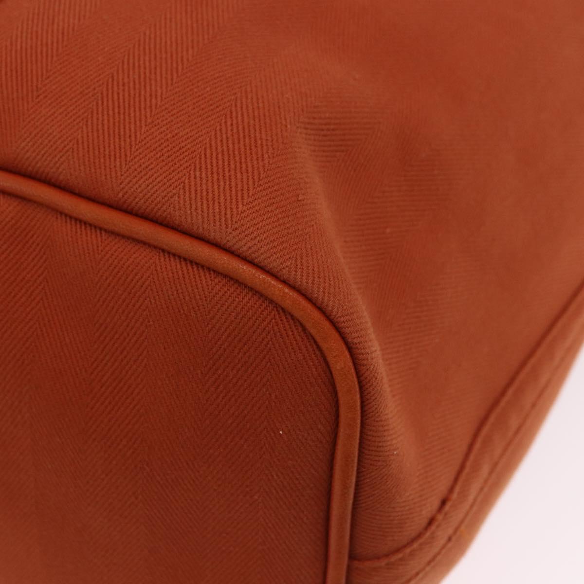 HERMES Valparaiso Hand Bag Canvas Orange Silver Auth 200363V