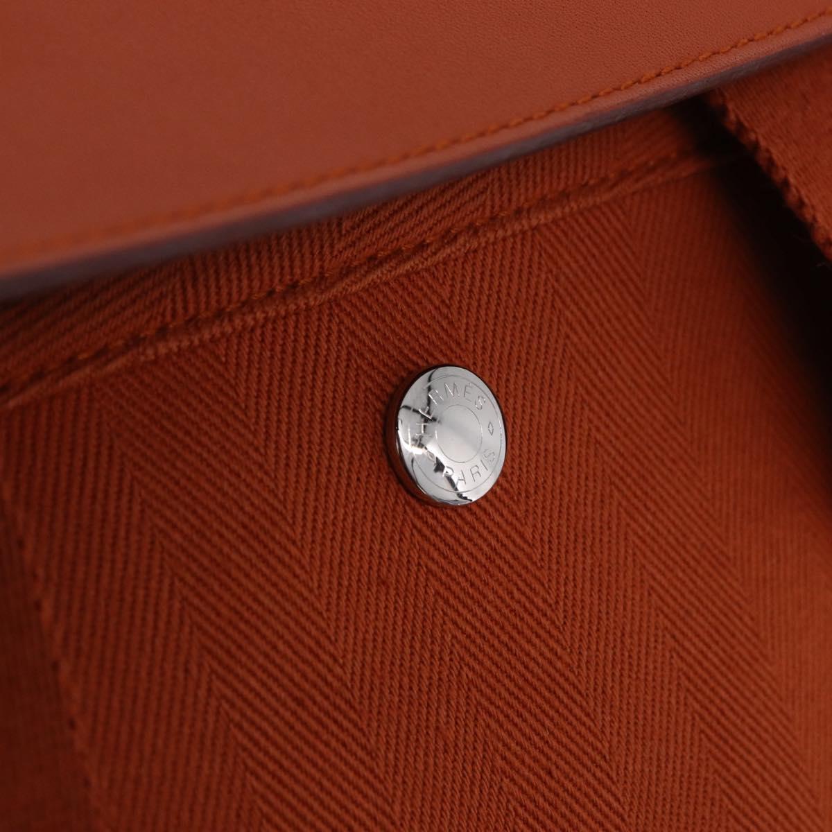 HERMES Valparaiso Hand Bag Canvas Orange Silver Auth 200363V