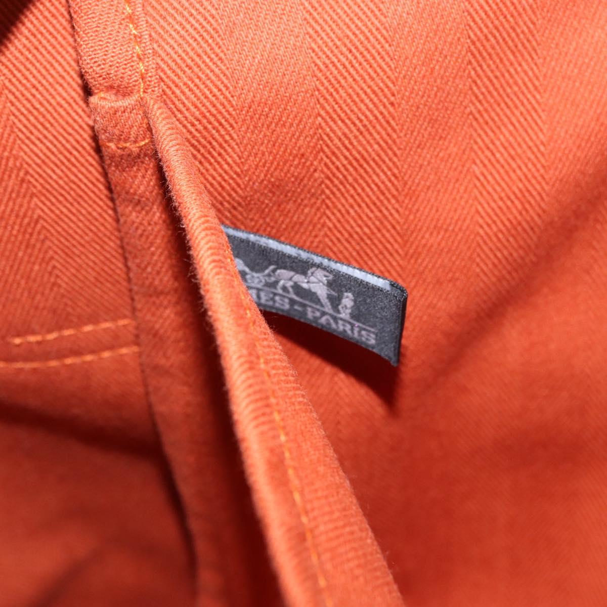 HERMES Valparaiso Hand Bag Canvas Orange Silver Auth 200363V