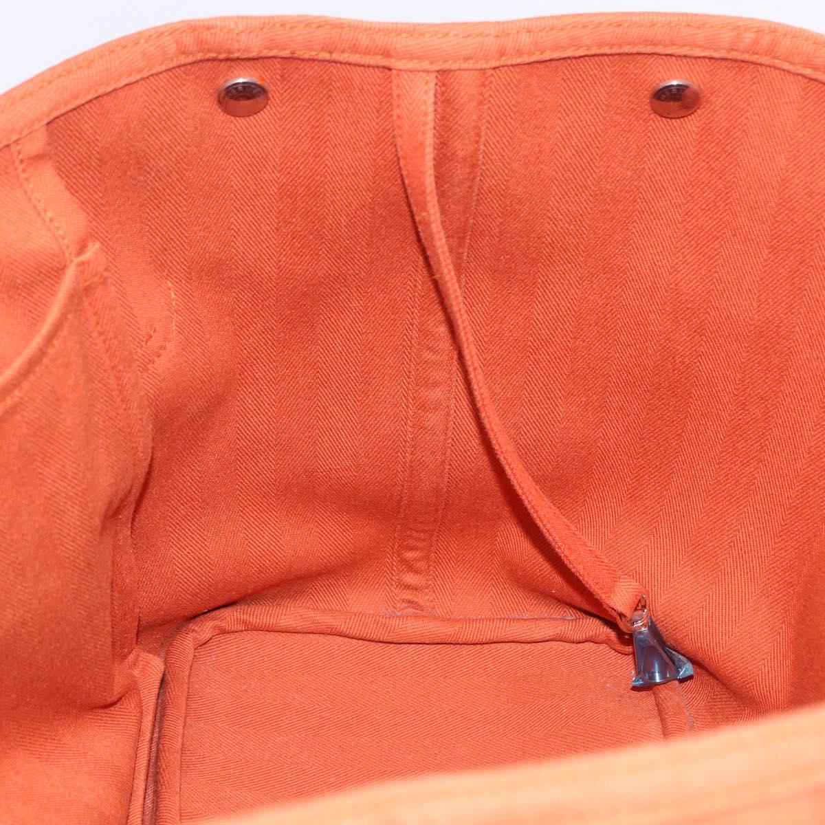 HERMES Valparaiso Hand Bag Canvas Orange Silver Auth 200363V