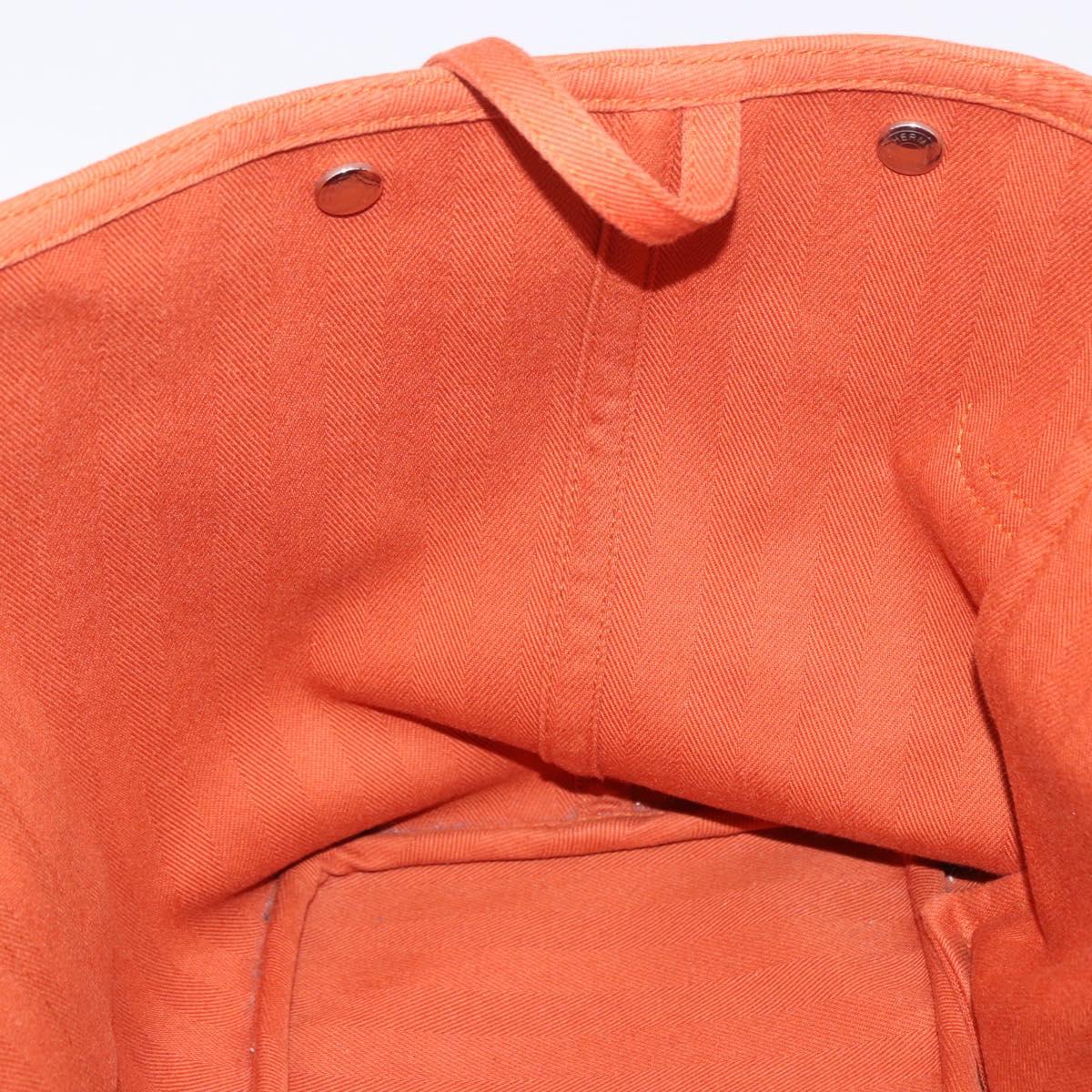 HERMES Valparaiso Hand Bag Canvas Orange Silver Auth 200363V
