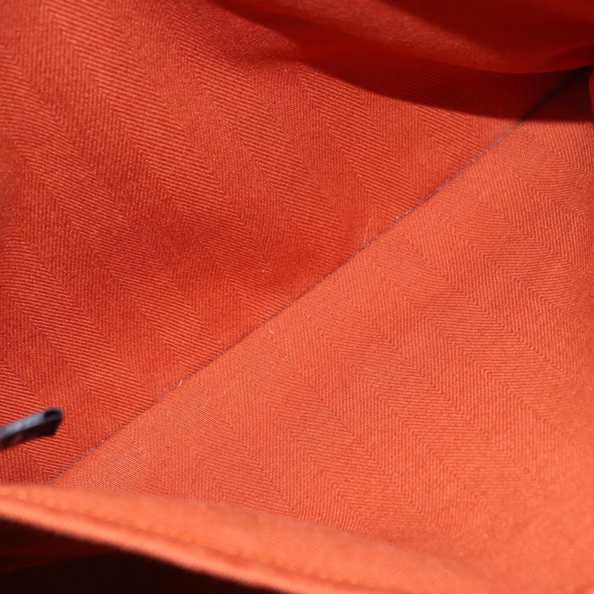 HERMES Valparaiso Hand Bag Canvas Orange Silver Auth 200363V