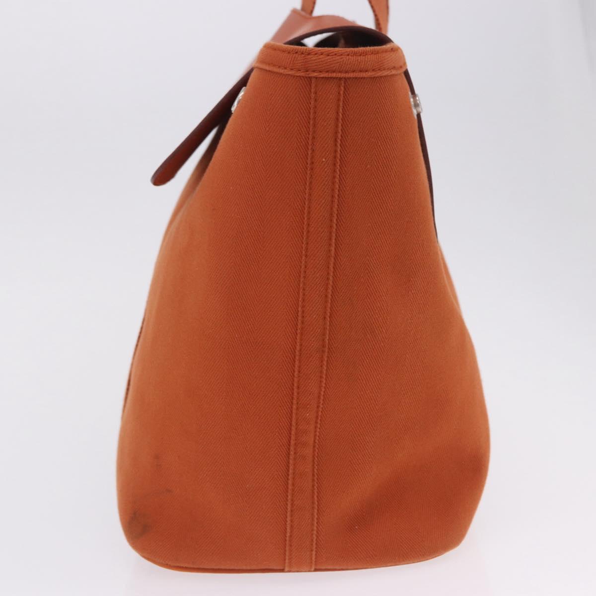 HERMES Valparaiso Hand Bag Canvas Orange Silver Auth 200363V