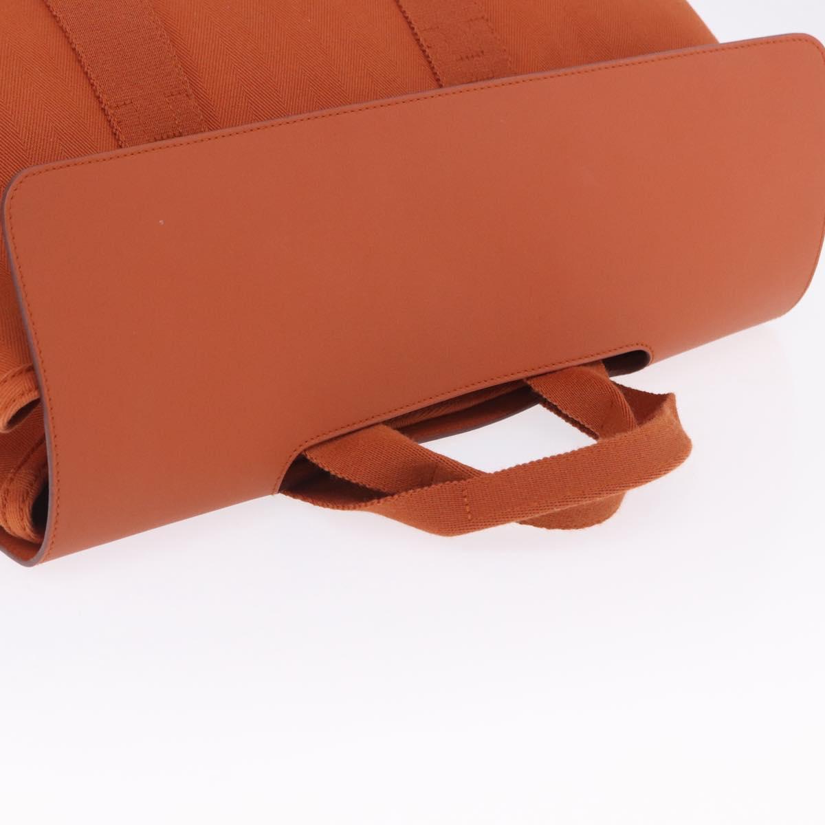 HERMES Valparaiso Hand Bag Canvas Orange Silver Auth 200363V
