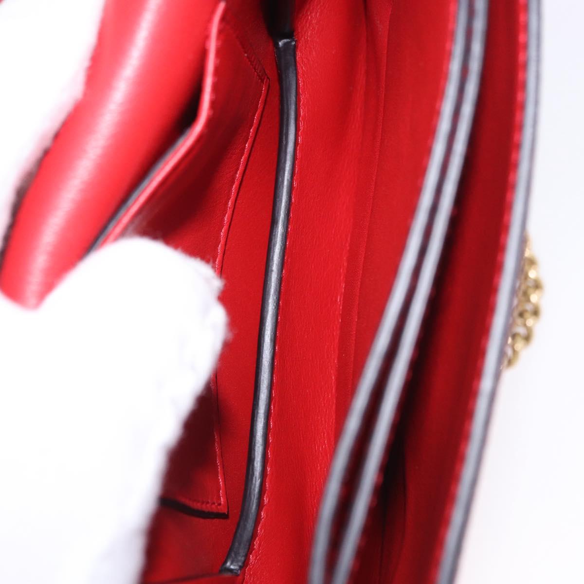 Salvatore Ferragamo Chain Shoulder Bag Leather Red Gold Tone Auth 200367A