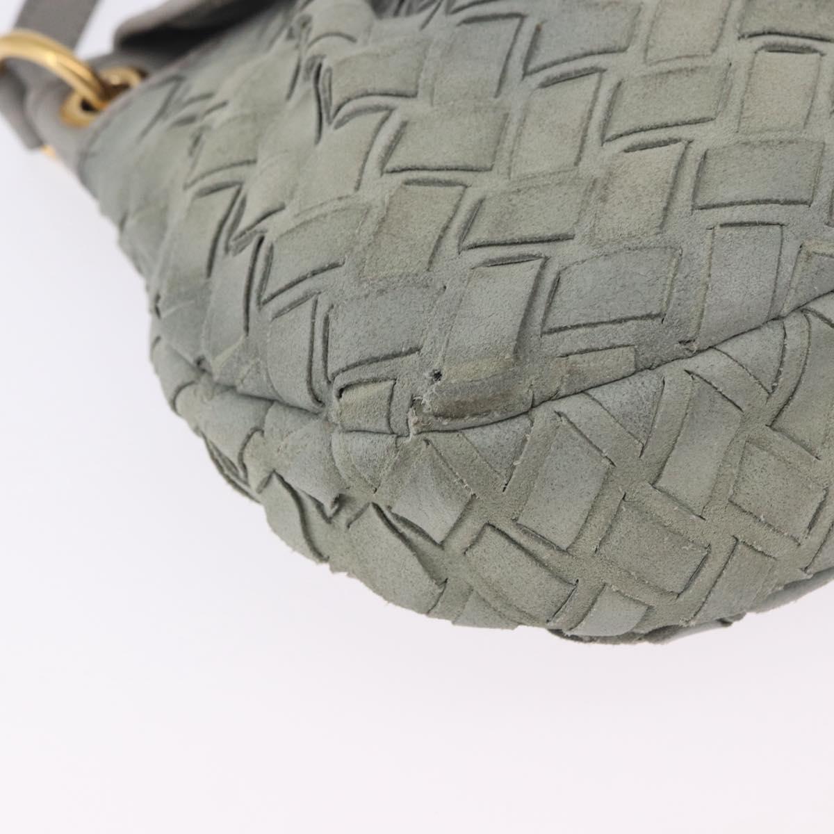 Miu Miu Shoulder Bag Suede Gray Gold Tone Auth 200371A