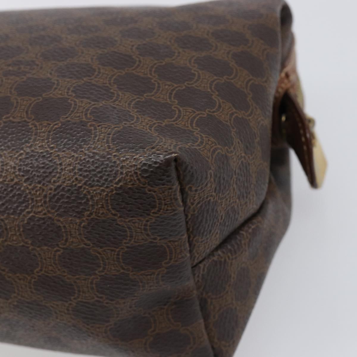 CELINE Macadam Clutch Bag PVC Leather Brown Gold Tone Auth 200374