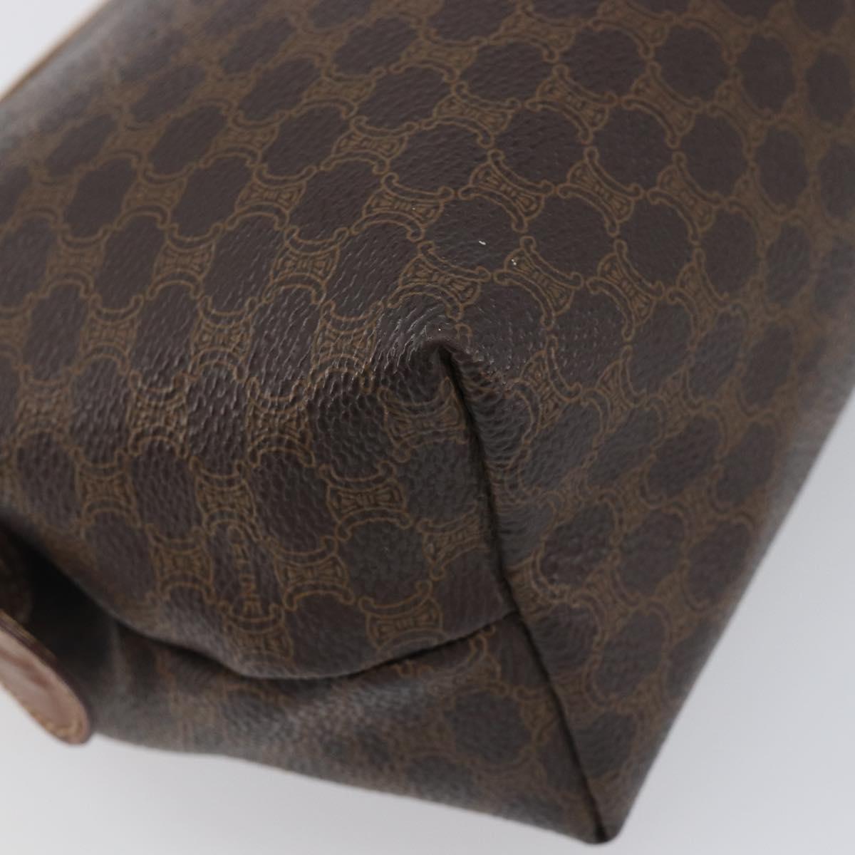CELINE Macadam Clutch Bag PVC Leather Brown Gold Tone Auth 200374