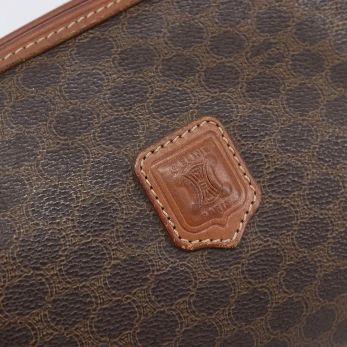 CELINE Macadam Clutch Bag PVC Leather Brown Gold Tone Auth 200374