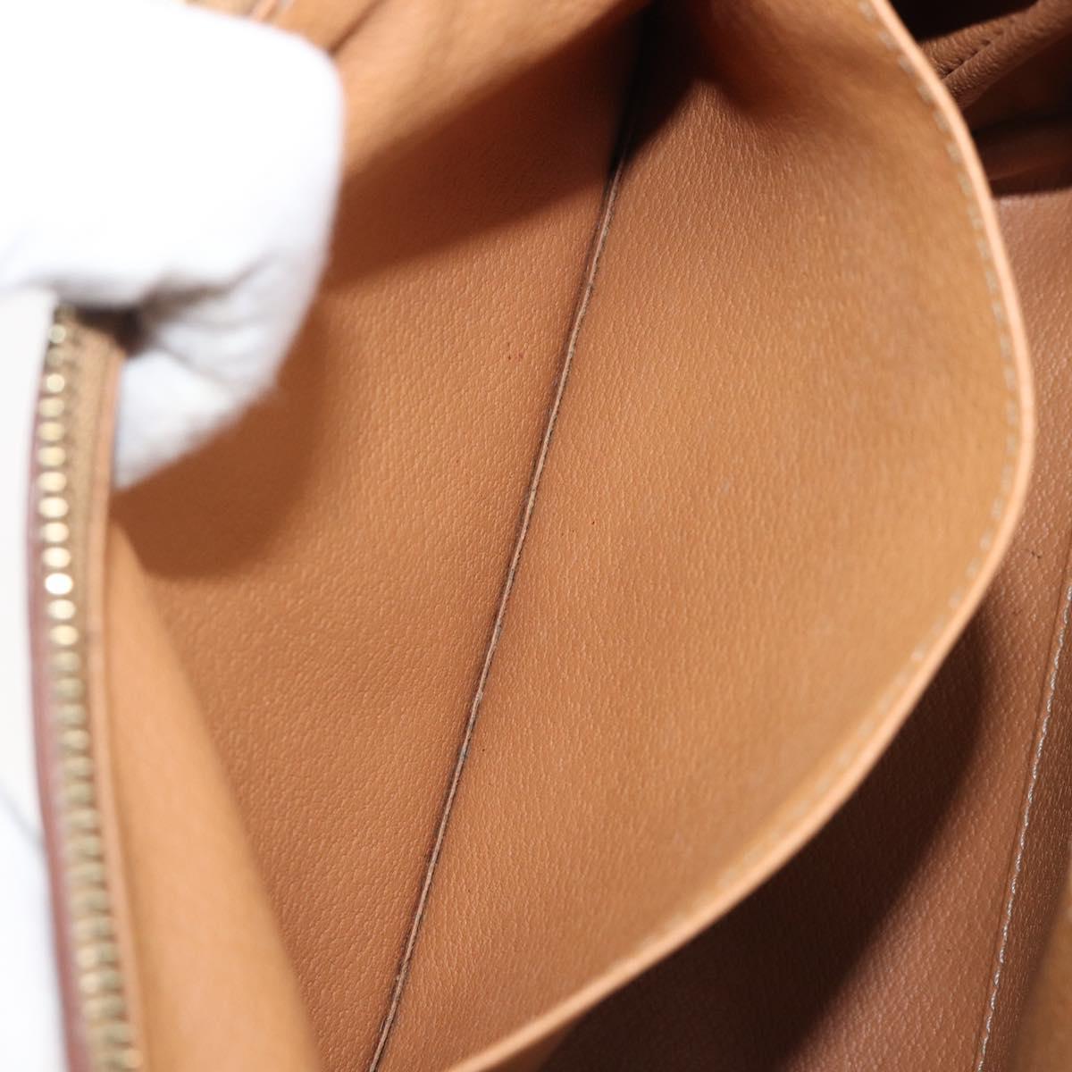 CELINE Macadam Clutch Bag PVC Leather Brown Gold Tone Auth 200374
