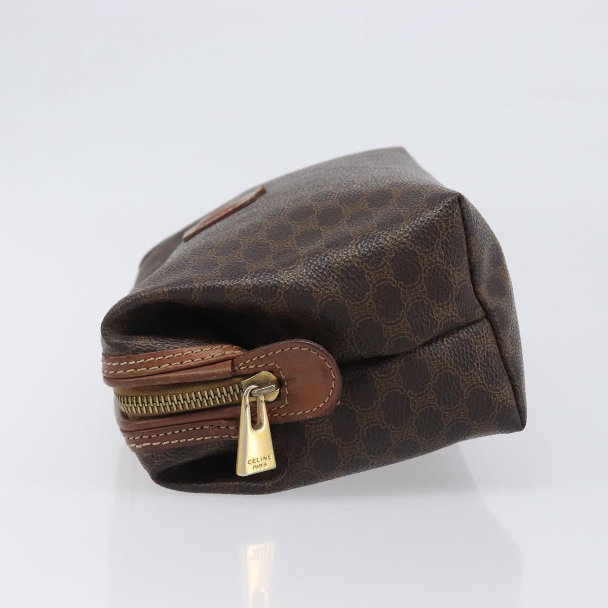 CELINE Macadam Clutch Bag PVC Leather Brown Gold Tone Auth 200374