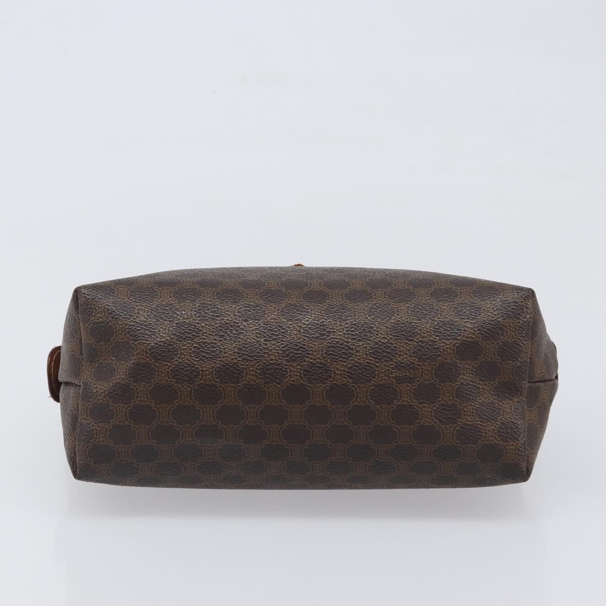 CELINE Macadam Clutch Bag PVC Leather Brown Gold Tone Auth 200374