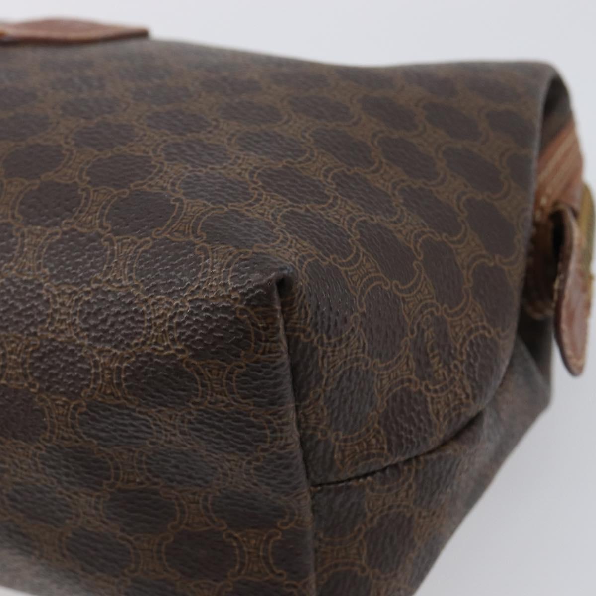 CELINE Macadam Clutch Bag PVC Leather Brown Gold Tone Auth 200374