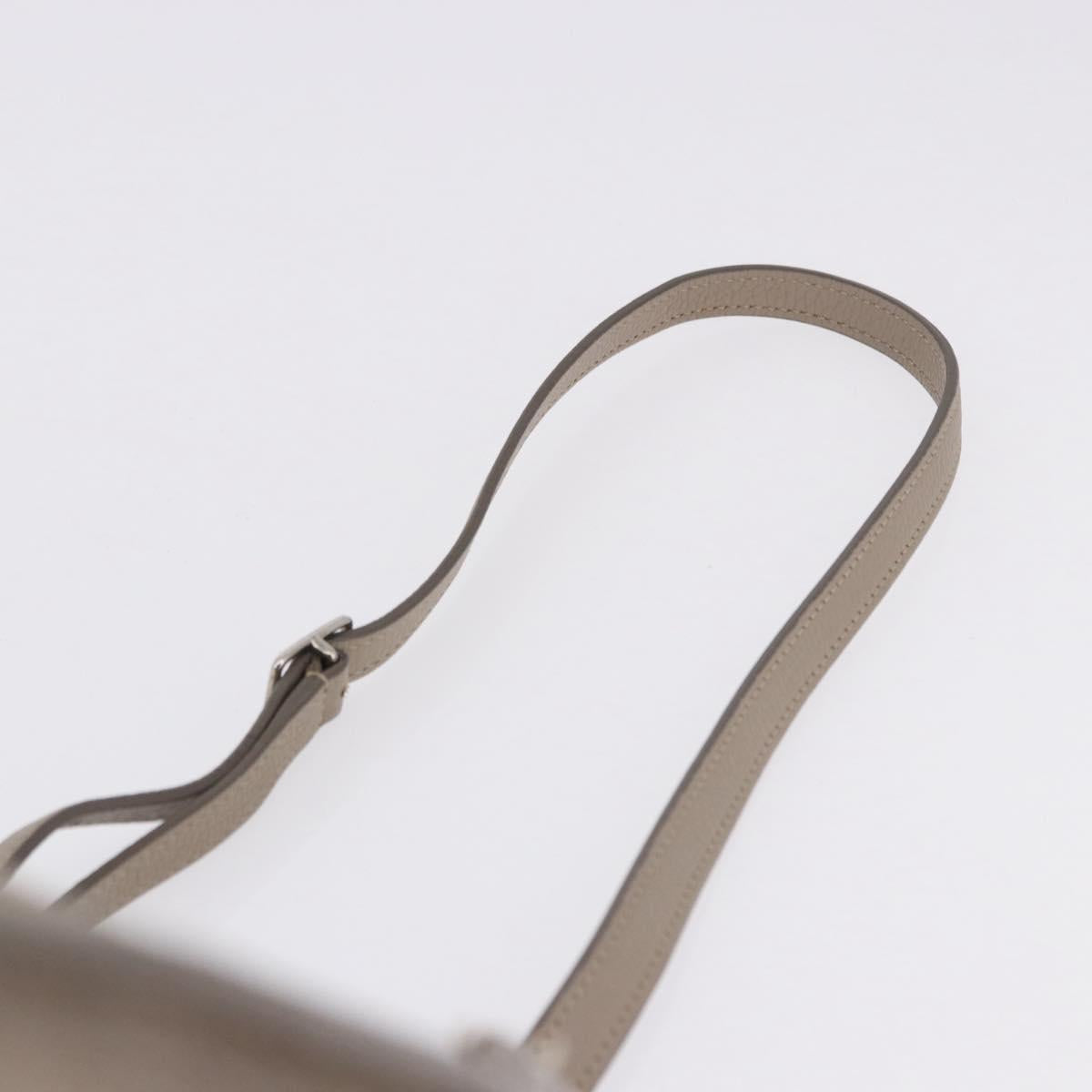 CELINE Big Bag Hand Bag Leather 2way Beige Silver Auth 200379V