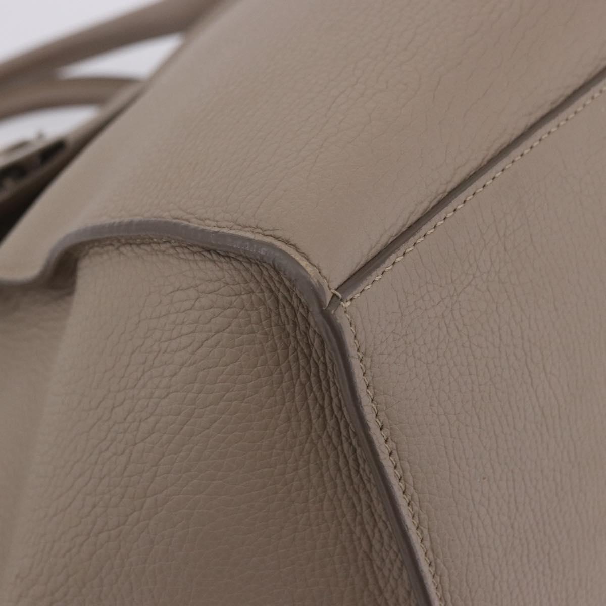 CELINE Big Bag Hand Bag Leather 2way Beige Silver Auth 200379V