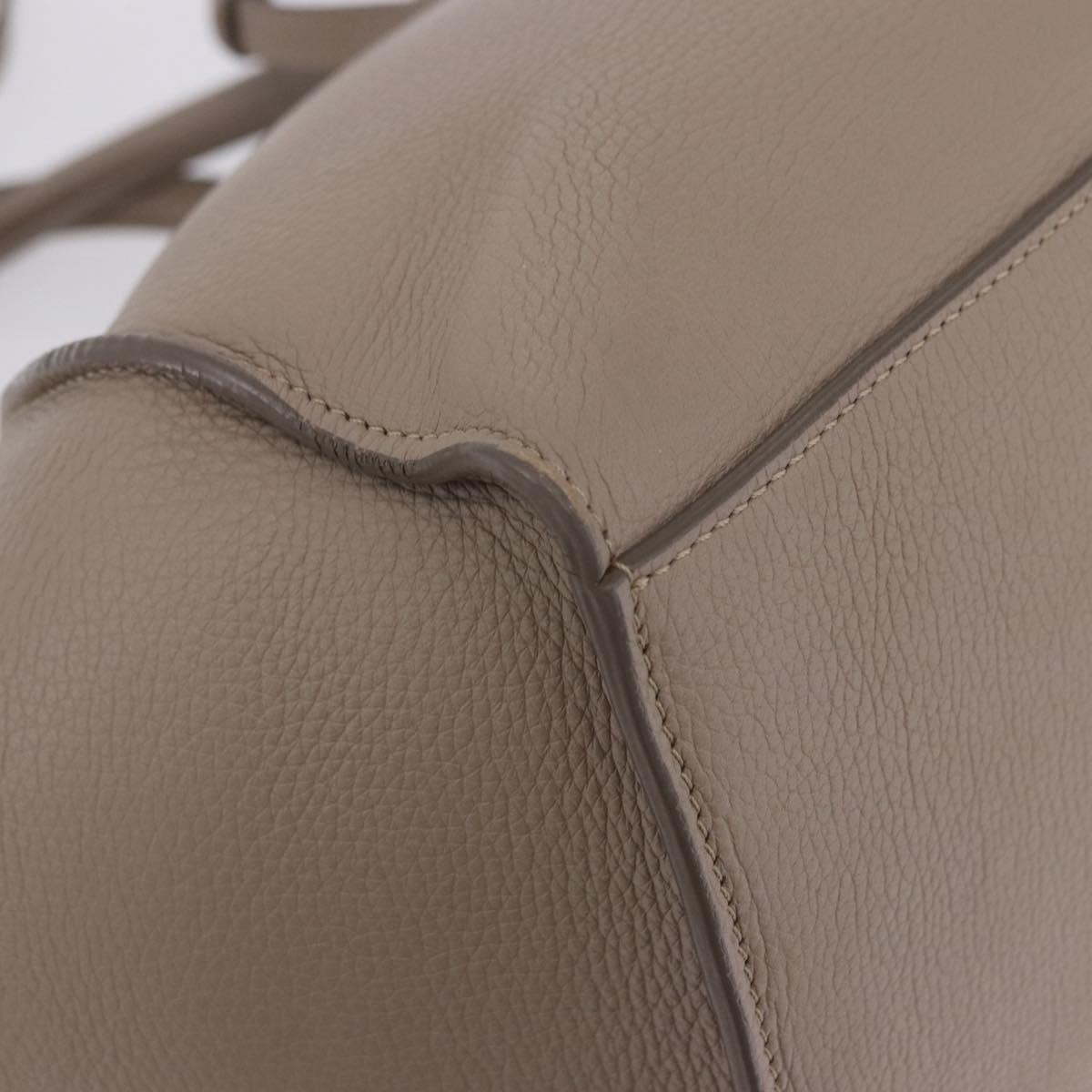 CELINE Big Bag Hand Bag Leather 2way Beige Silver Auth 200379V