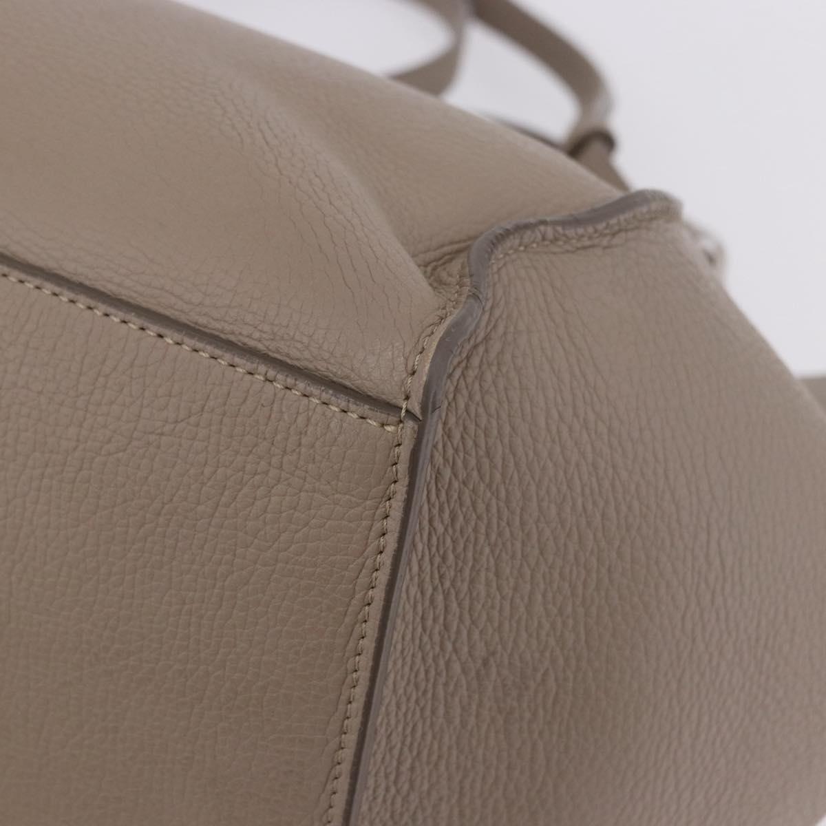 CELINE Big Bag Hand Bag Leather 2way Beige Silver Auth 200379V