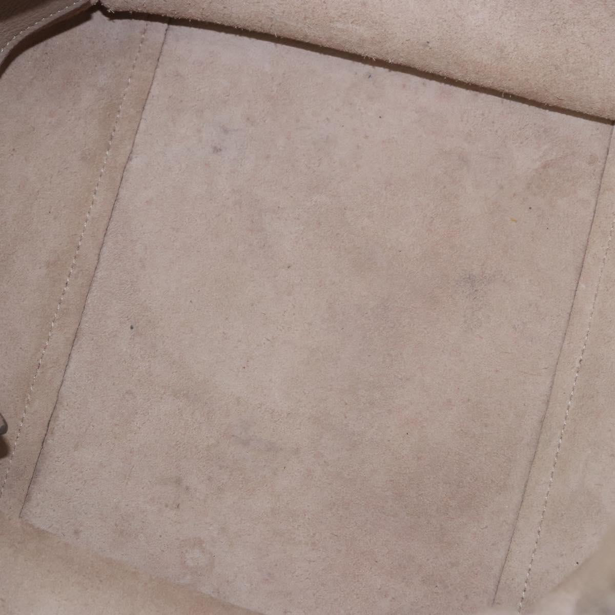 CELINE Big Bag Hand Bag Leather 2way Beige Silver Auth 200379V