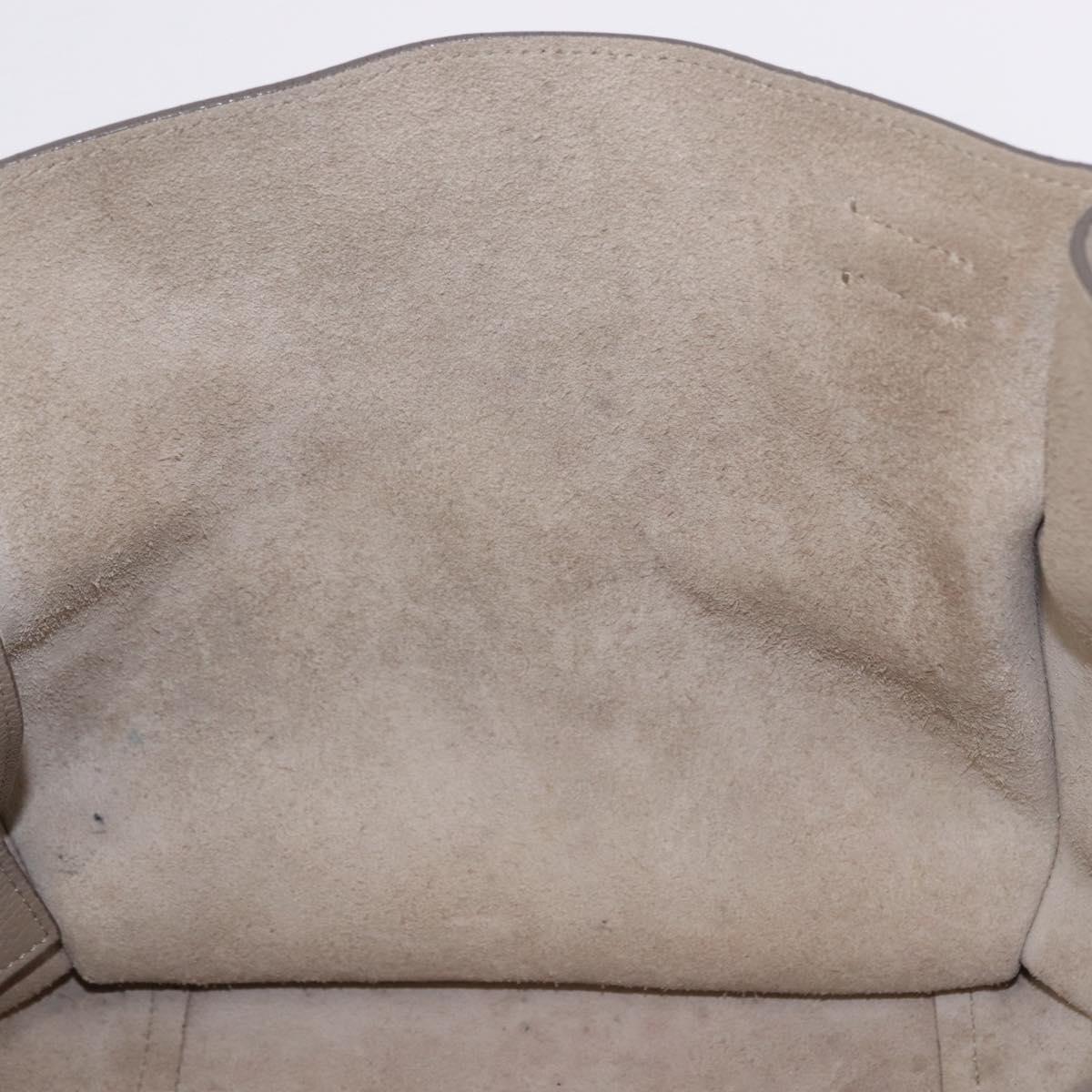 CELINE Big Bag Hand Bag Leather 2way Beige Silver Auth 200379V