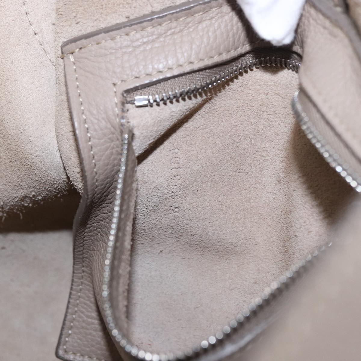 CELINE Big Bag Hand Bag Leather 2way Beige Silver Auth 200379V