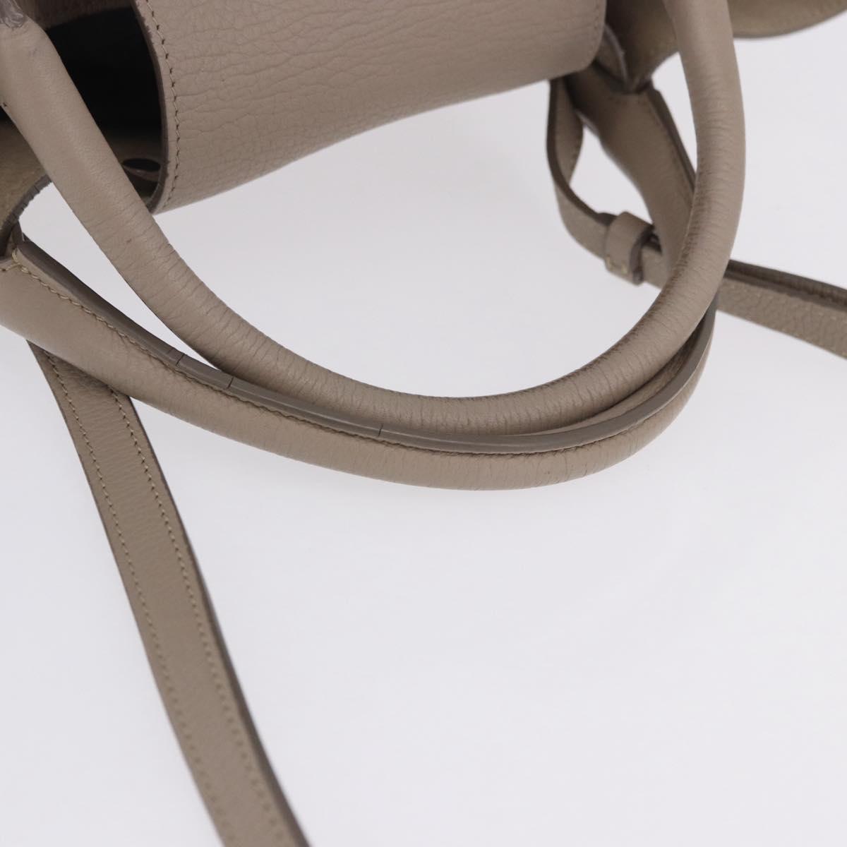 CELINE Big Bag Hand Bag Leather 2way Beige Silver Auth 200379V