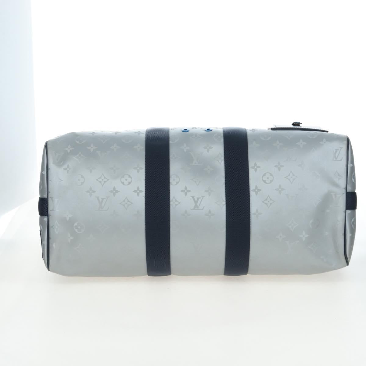 LOUIS VUITTON Satellite Keepall Bandouliere 50 Bag Silver M44170 LV Auth 200382V