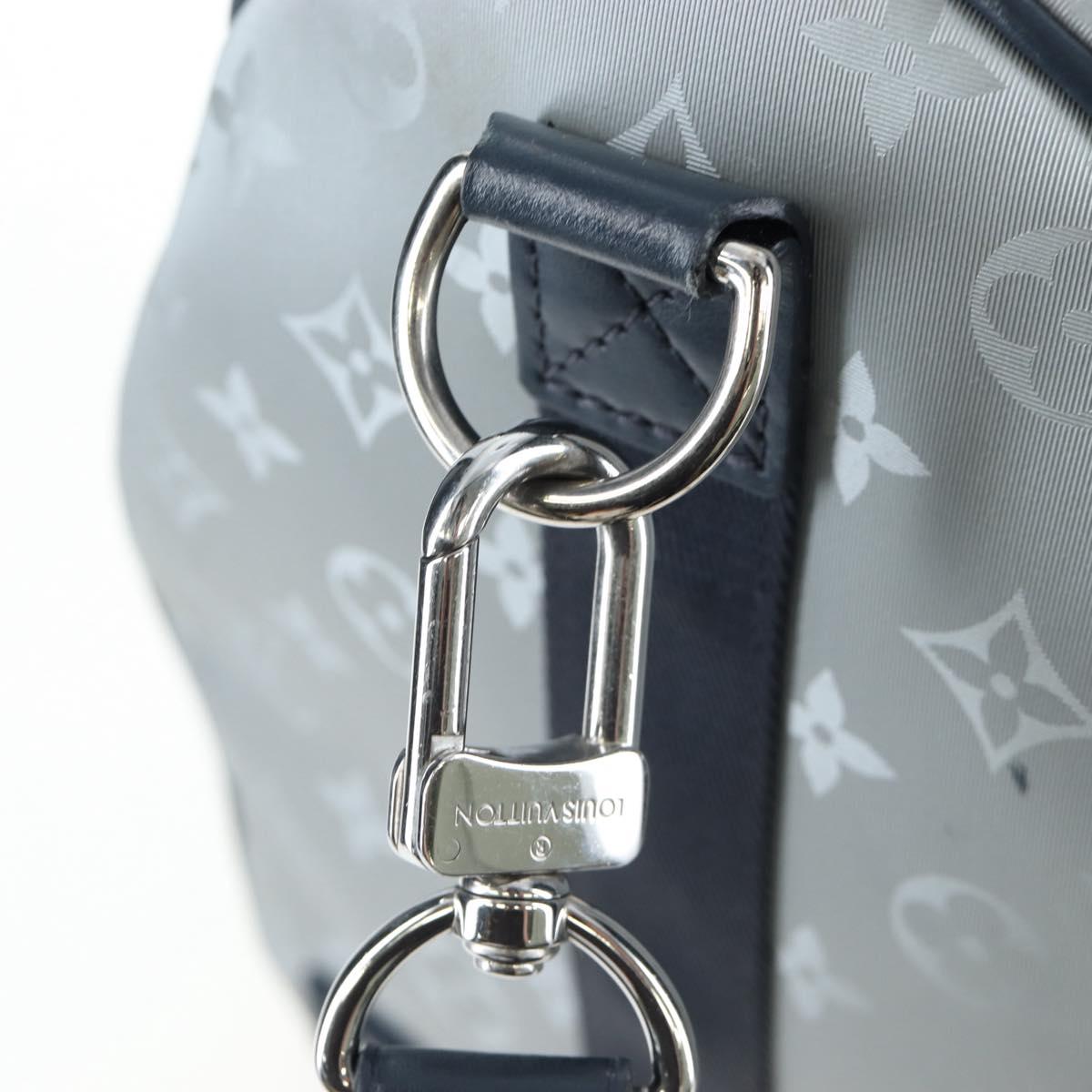 LOUIS VUITTON Satellite Keepall Bandouliere 50 Bag Silver M44170 LV Auth 200382V