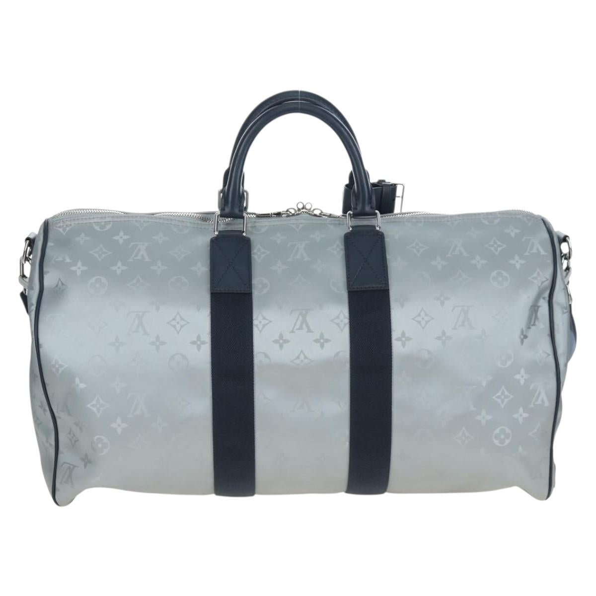 LOUIS VUITTON Satellite Keepall Bandouliere 50 Bag Silver M44170 LV Auth 200382V