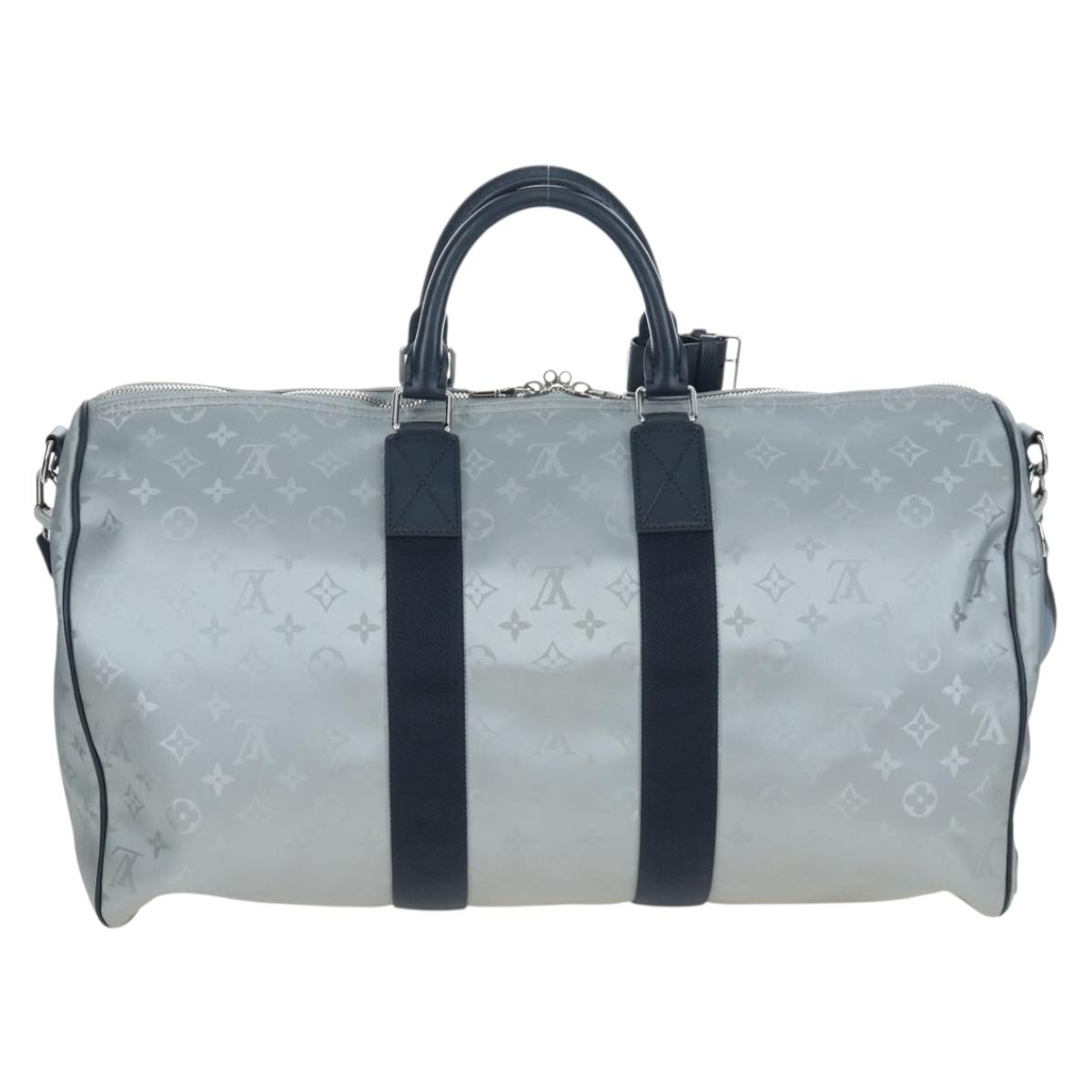 LOUIS VUITTON Satellite Keepall Bandouliere 50 Bag Silver M44170 LV Auth 200382V
