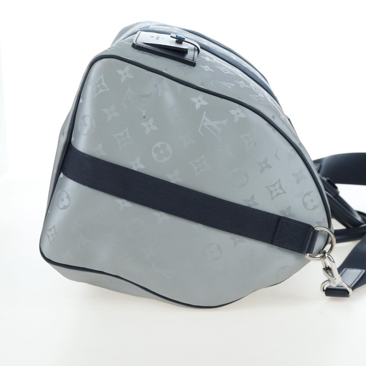 LOUIS VUITTON Satellite Keepall Bandouliere 50 Bag Silver M44170 LV Auth 200382V