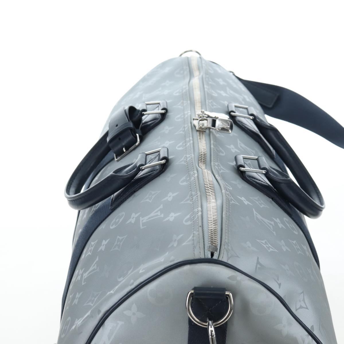 LOUIS VUITTON Satellite Keepall Bandouliere 50 Bag Silver M44170 LV Auth 200382V