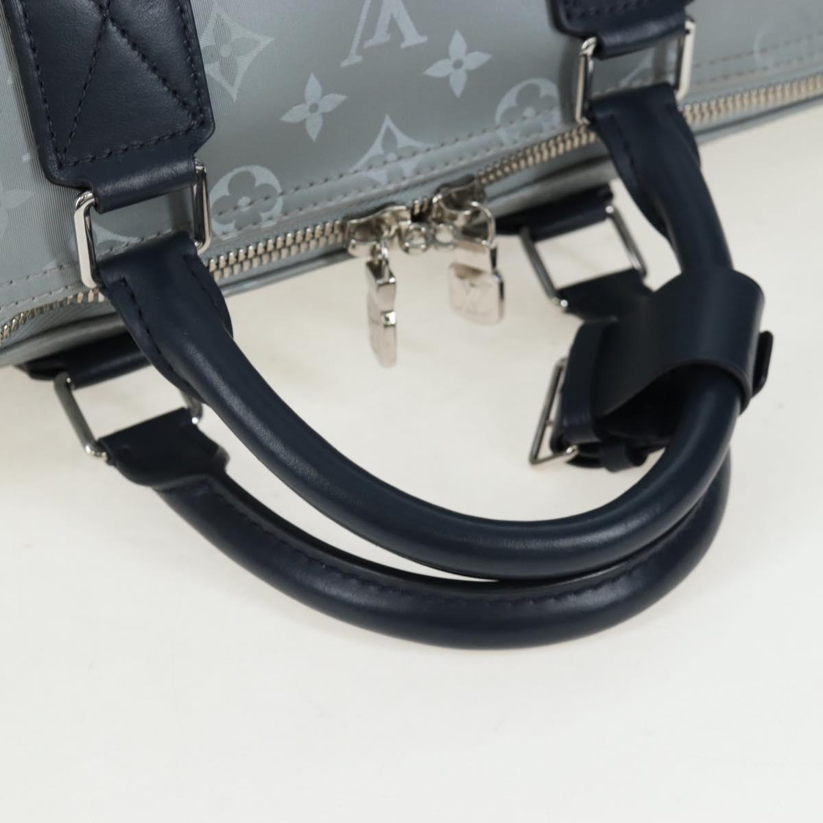LOUIS VUITTON Satellite Keepall Bandouliere 50 Bag Silver M44170 LV Auth 200382V