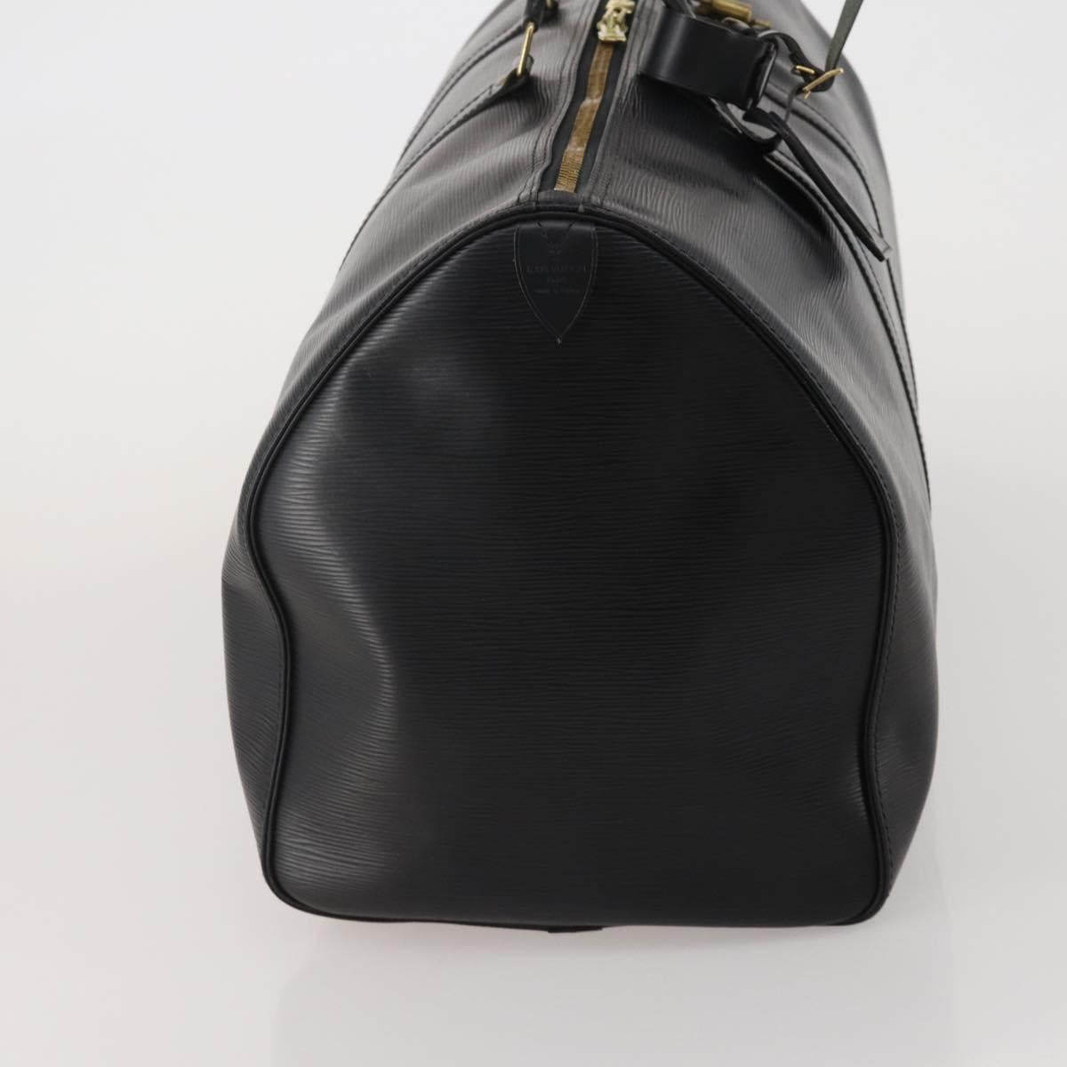 LOUIS VUITTON Epi Keepall 55 Boston Bag Noir M42952 LV Auth 200383V