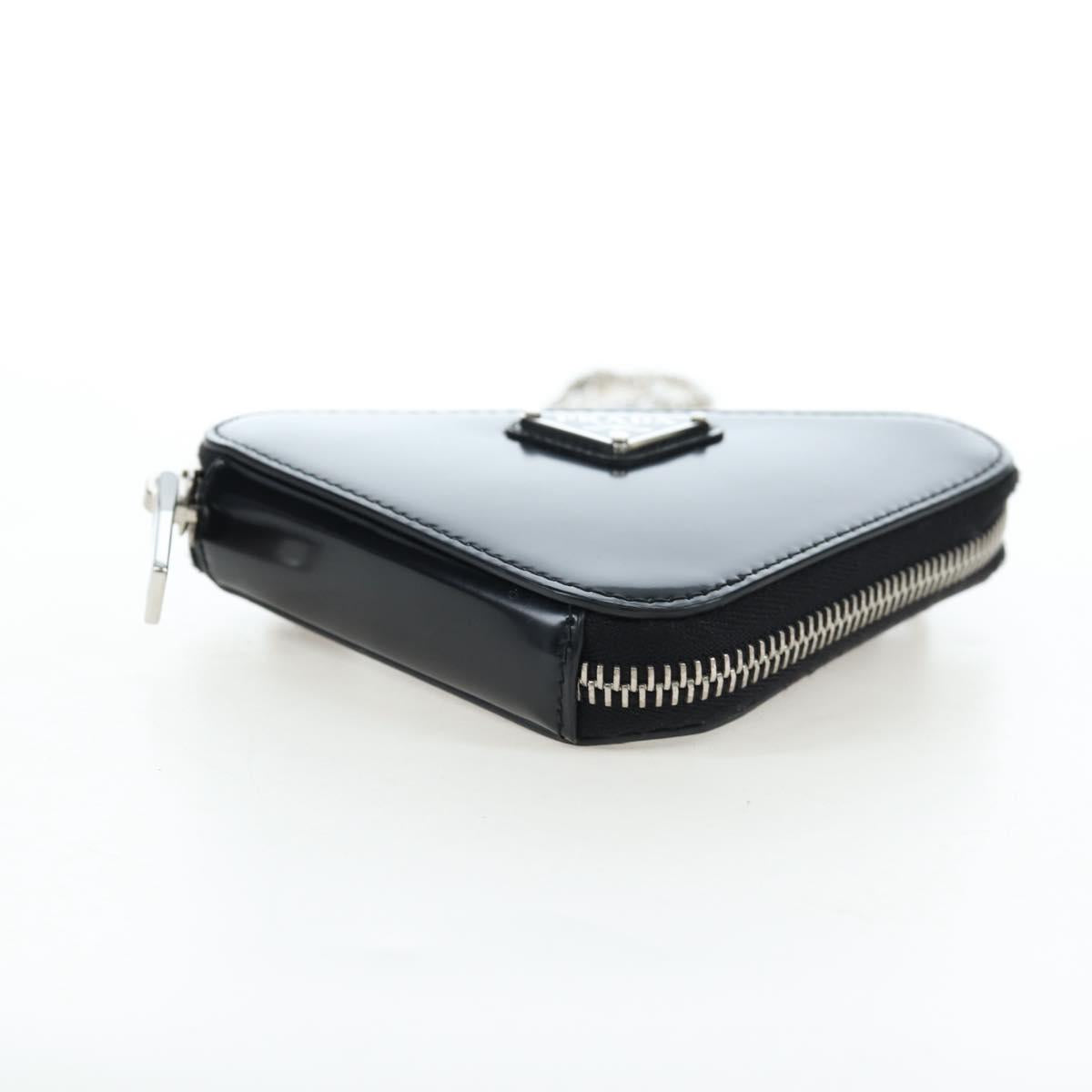 PRADA Chain Shoulder Pouch Leather Black Silver Auth 200384V